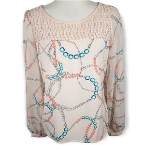 CANDIE'S PINK & BLUE SHEER BLOUSE SZ.M EUC